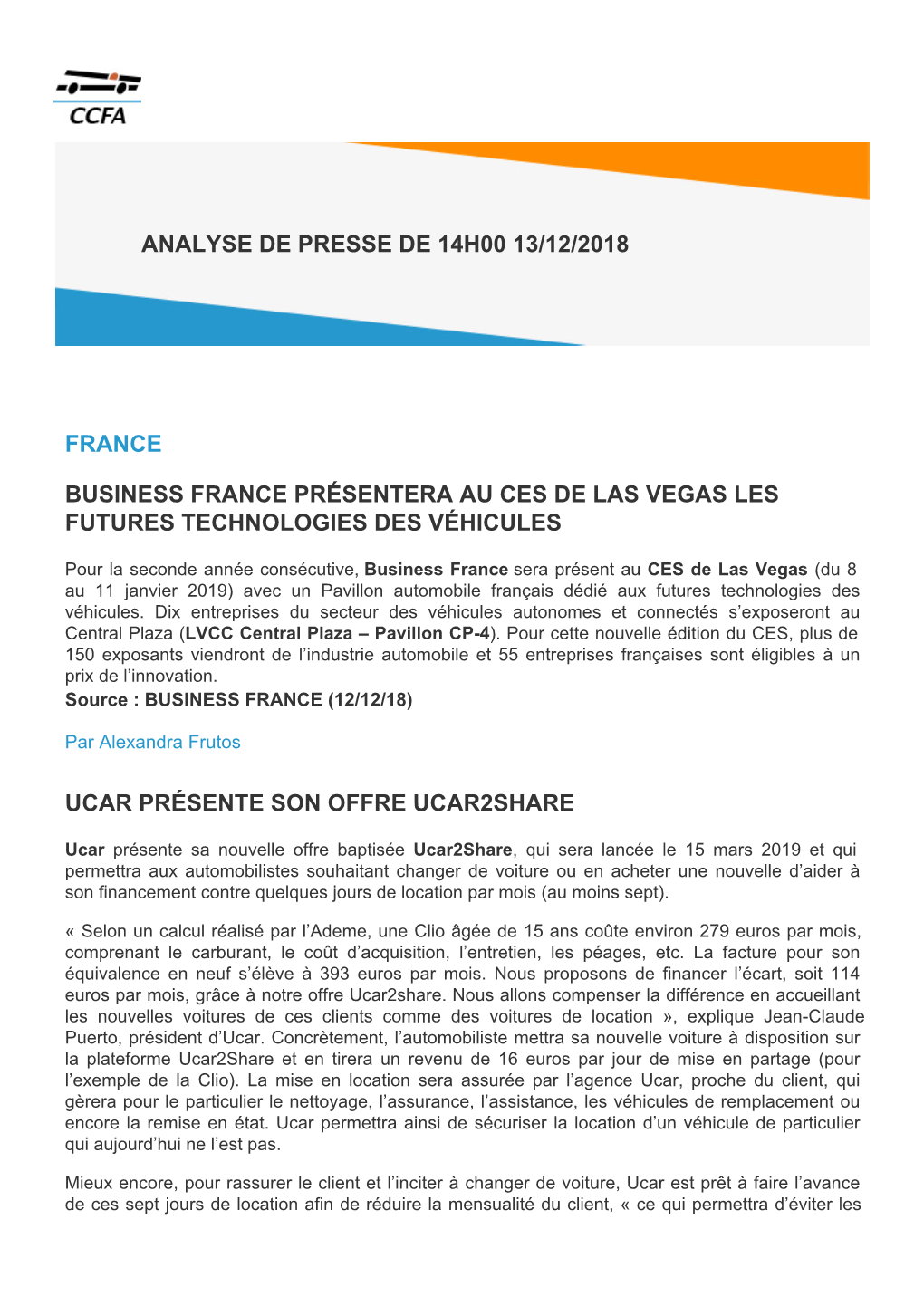 France Business France Présentera Au Ces De Las