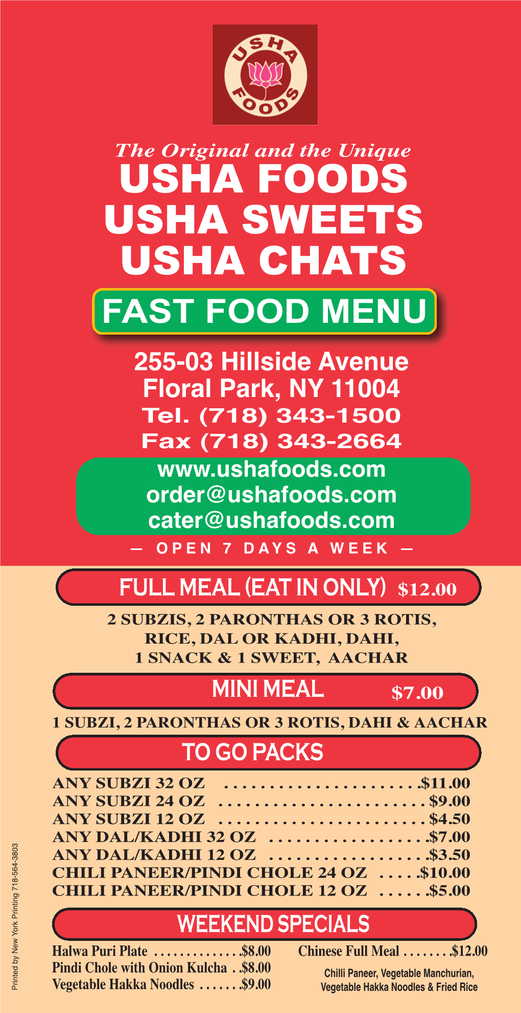 FAST FOOD MENU 255-03 Hillside Avenue Floral Park, NY 11004 Tel