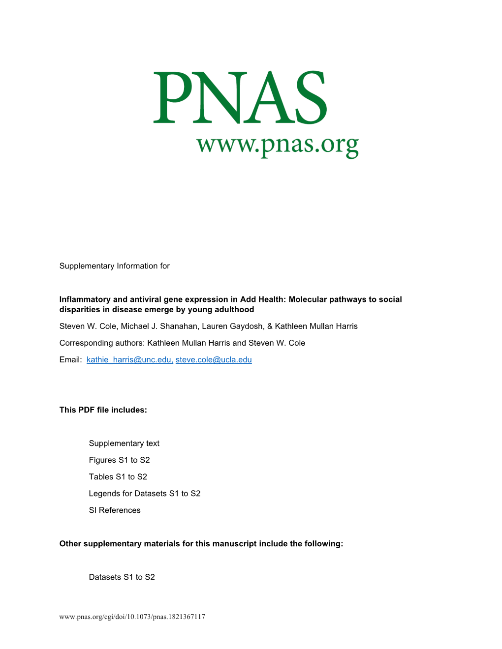 Supplementary Information for Inflammatory and Antiviral