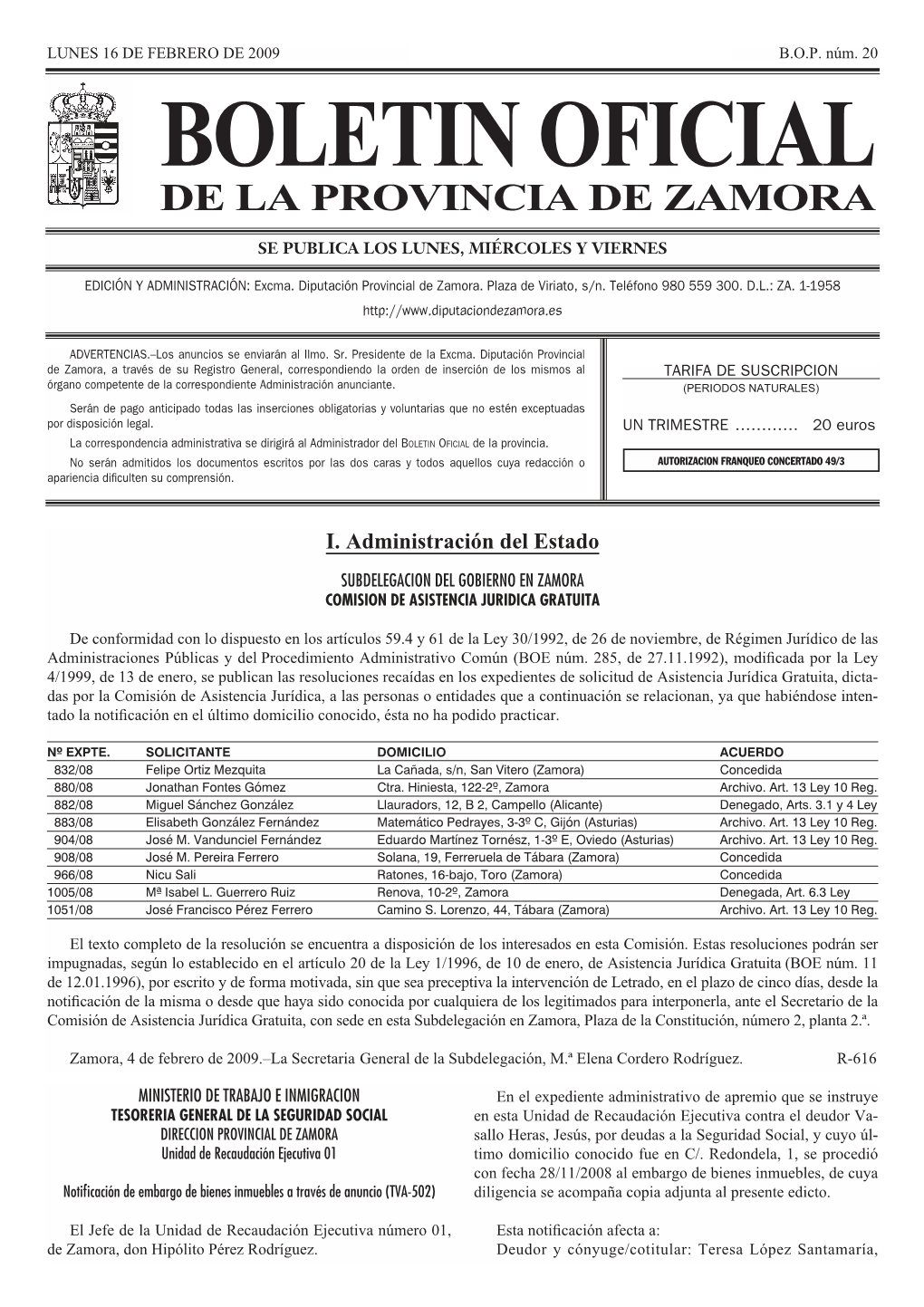 Boletin Oficial De La Provincia De Zamora