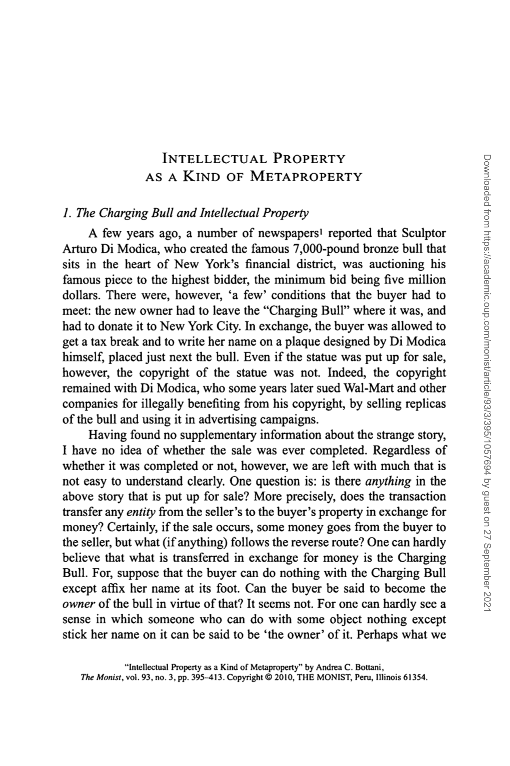 INTELLECTUAL PROPERTY AS a KIND of METAPROPERTY 1. The
