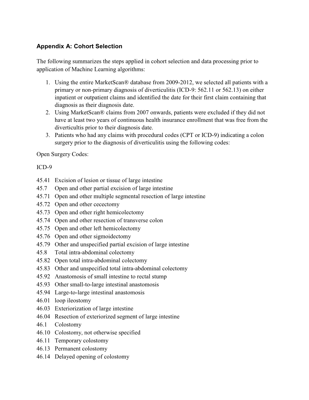 Appendix A: Cohort Selection