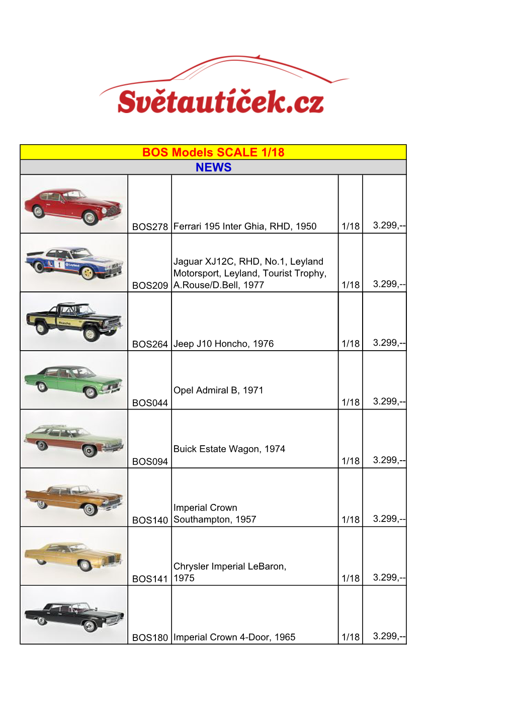 BOS Models SCALE 1/18 NEWS