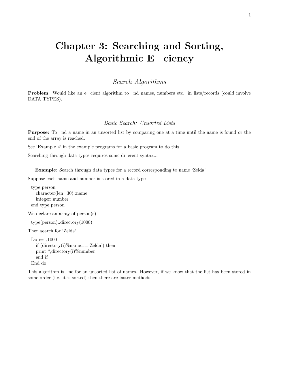 Chapter 3: Searching and Sorting, Algorithmic Efficiency