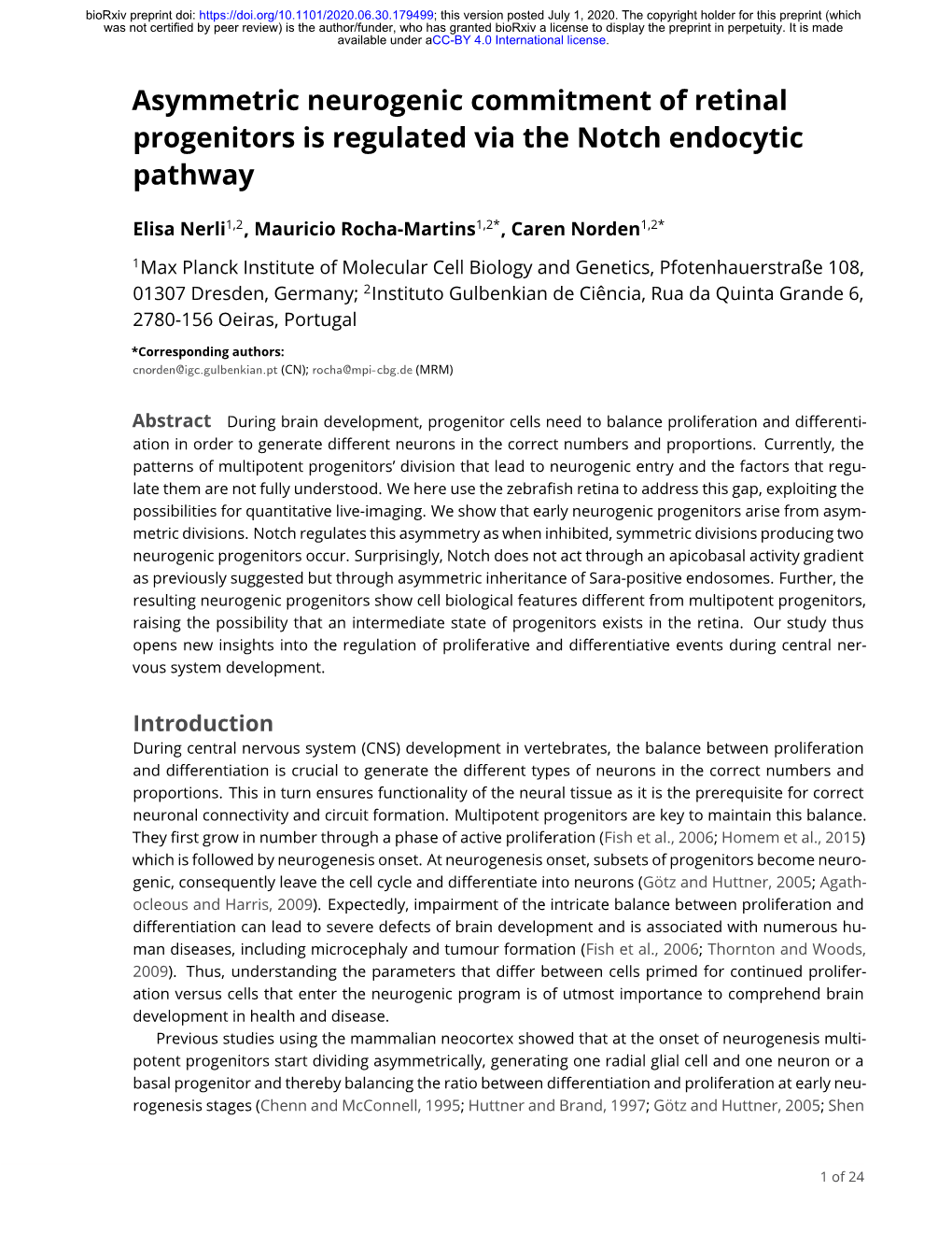 Asymmetric Neurogenic Commitment of Retinal Progenitors Is Regulated Via the Notch Endocytic Pathway