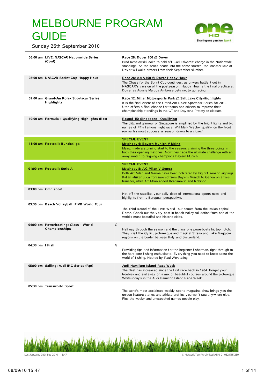 Melbourne Program Guide