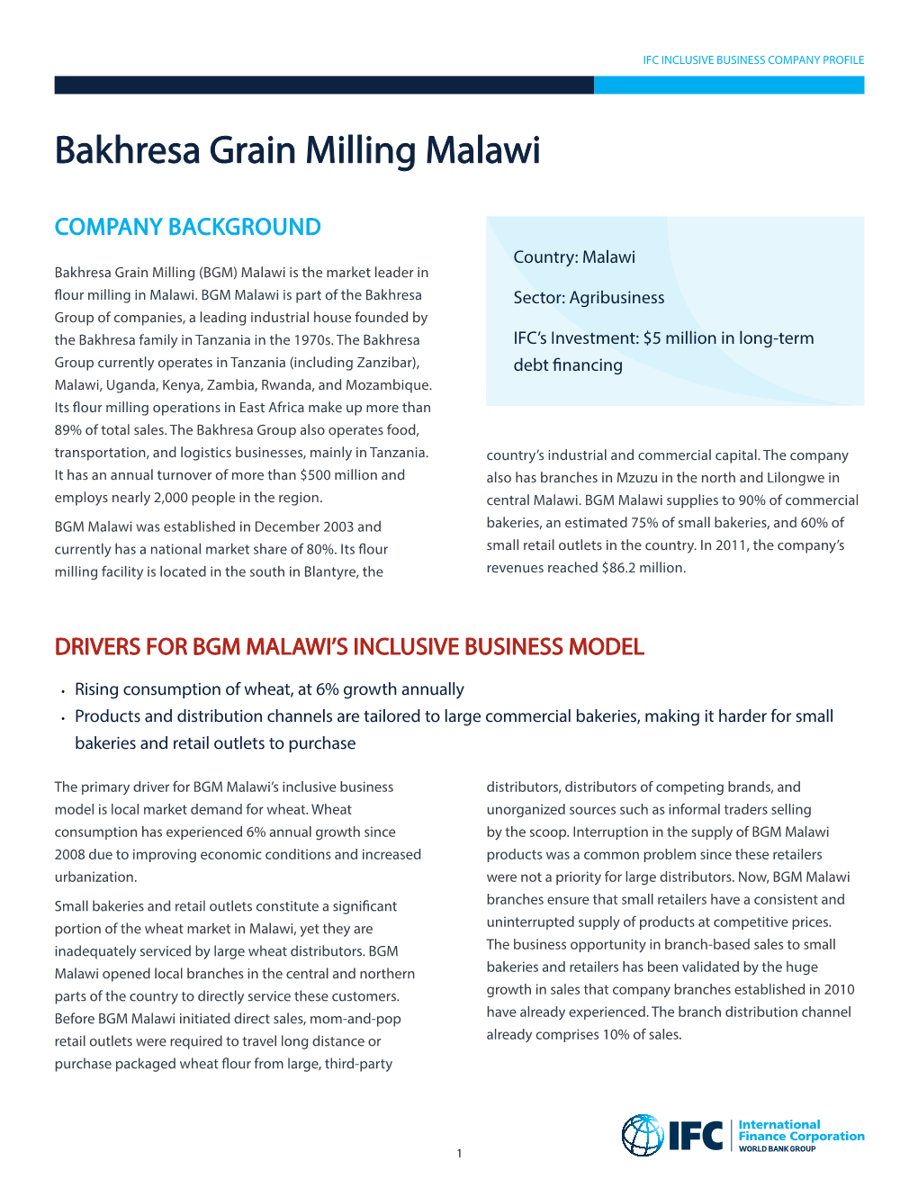 Aug 1, 2012 Bakhresa Grain Milling Malawi