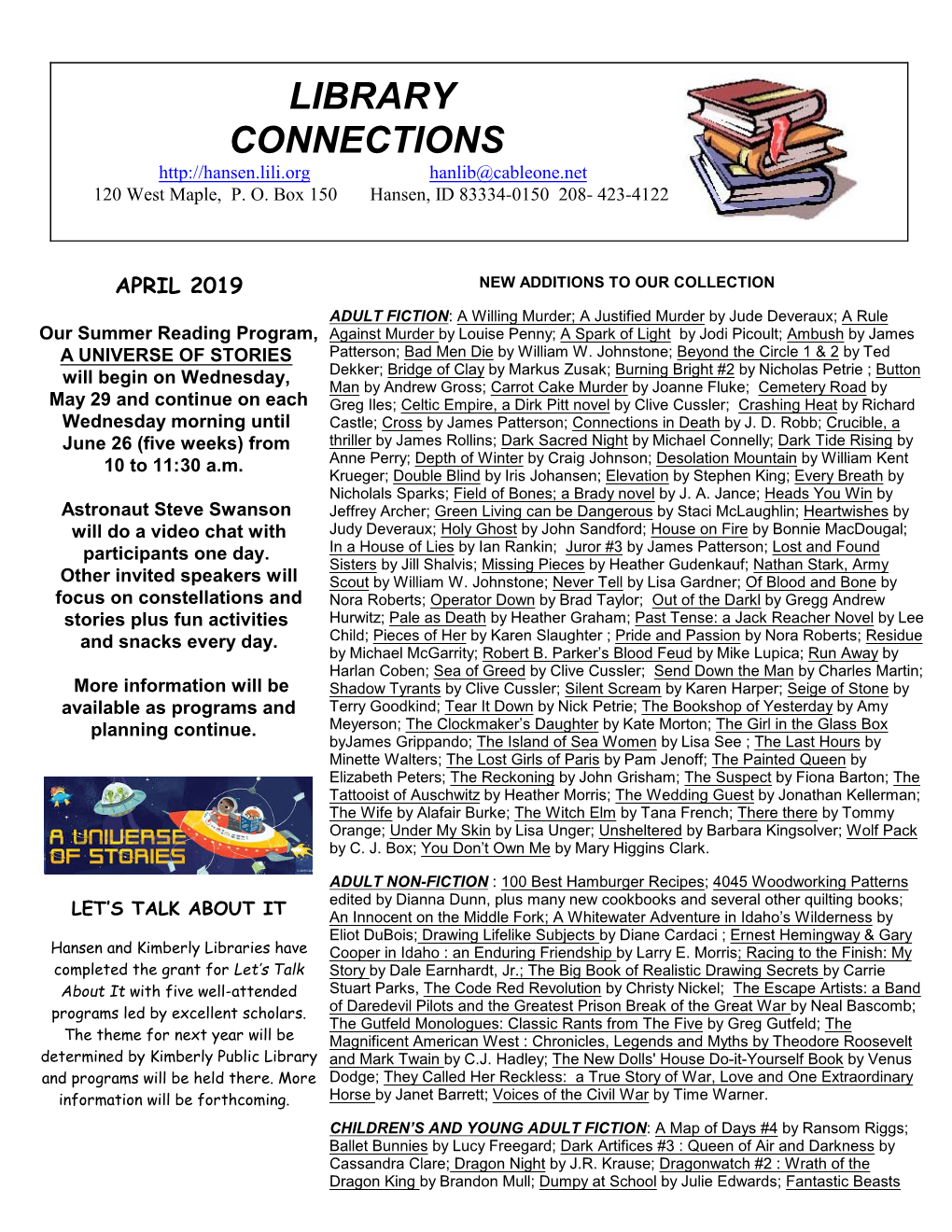 April 2019 Newsletter