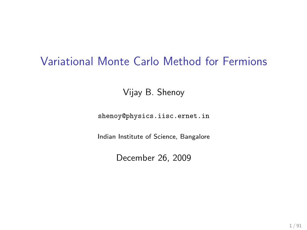Variational Monte Carlo Method for Fermions