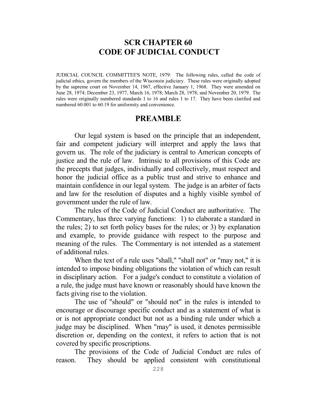 Scr Chapter 60 Code of Judicial Conduct
