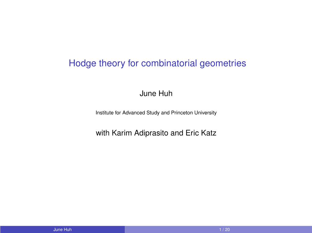 Hodge Theory for Combinatorial Geometries