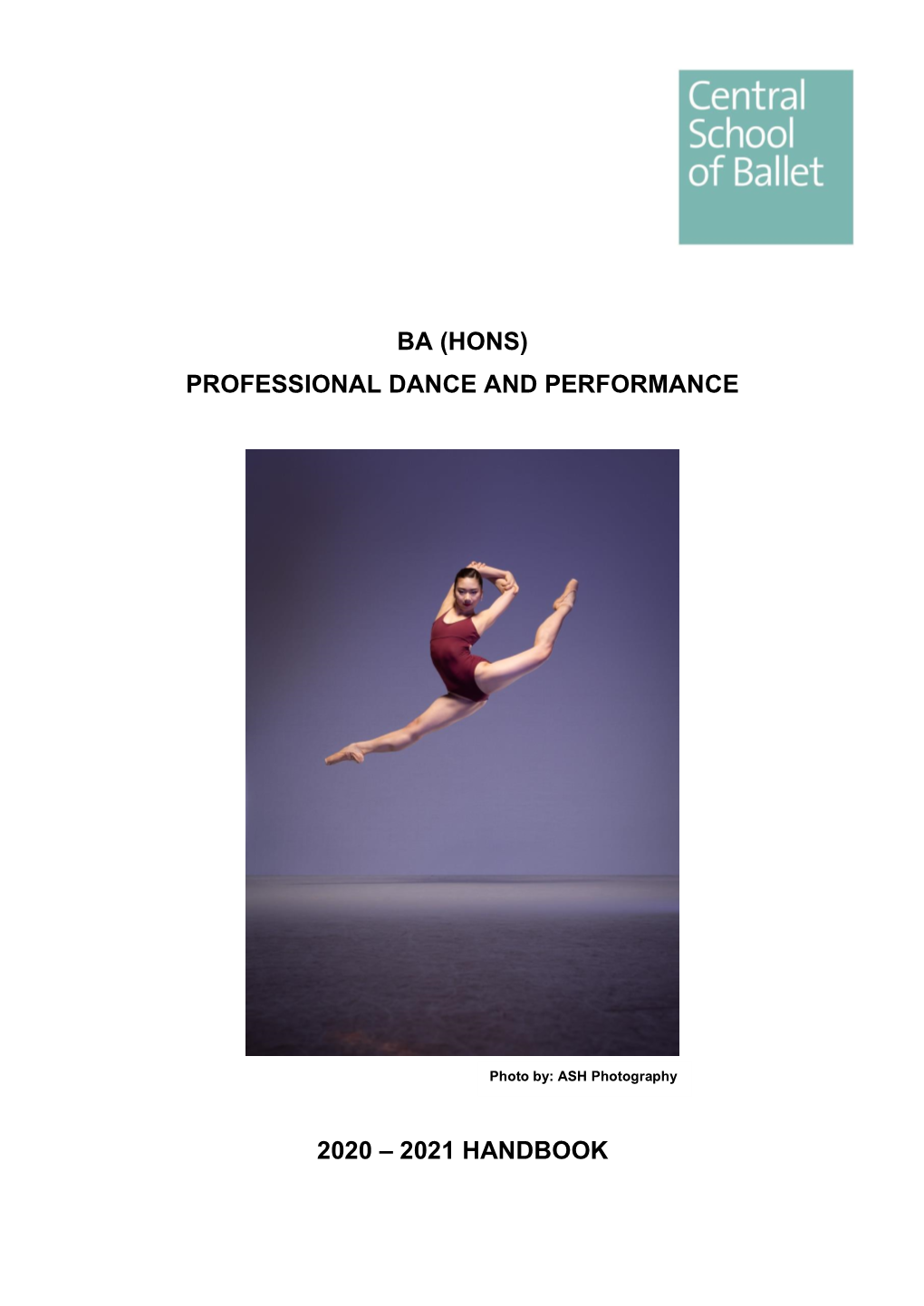 (Hons) Professional Dance and Performance 2020 – 2021 Handbook