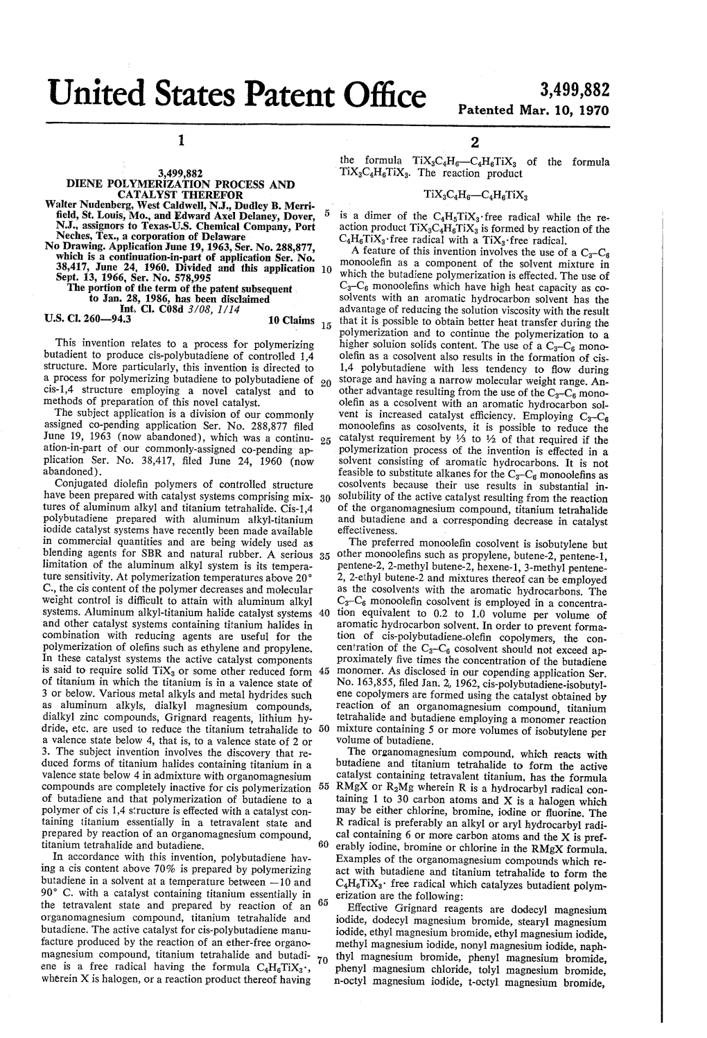 United States Patent Office Patented Mar