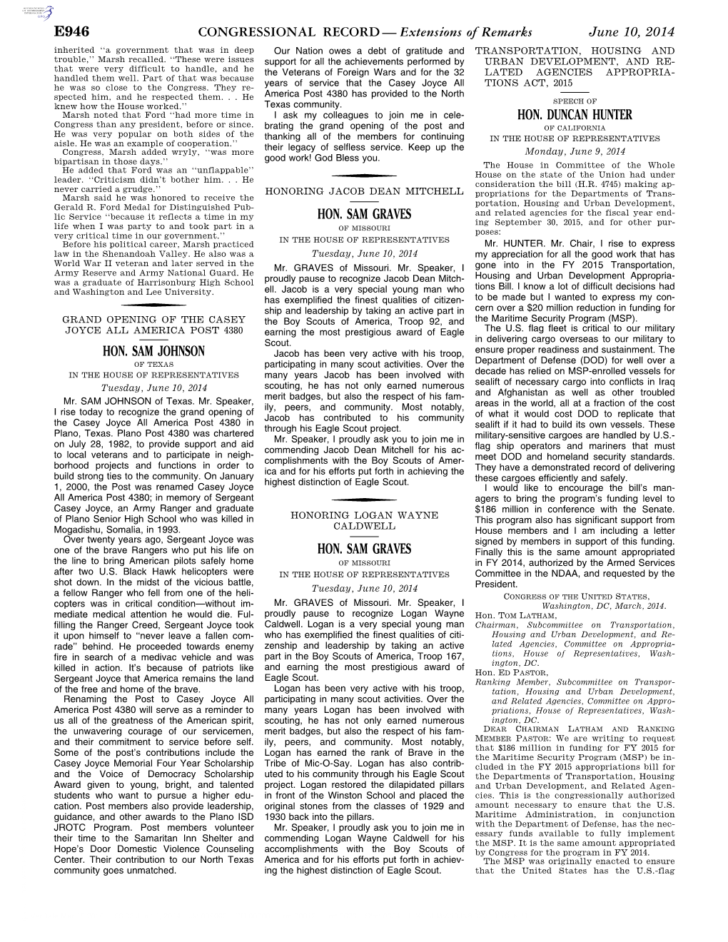 CONGRESSIONAL RECORD— Extensions of Remarks E946 HON