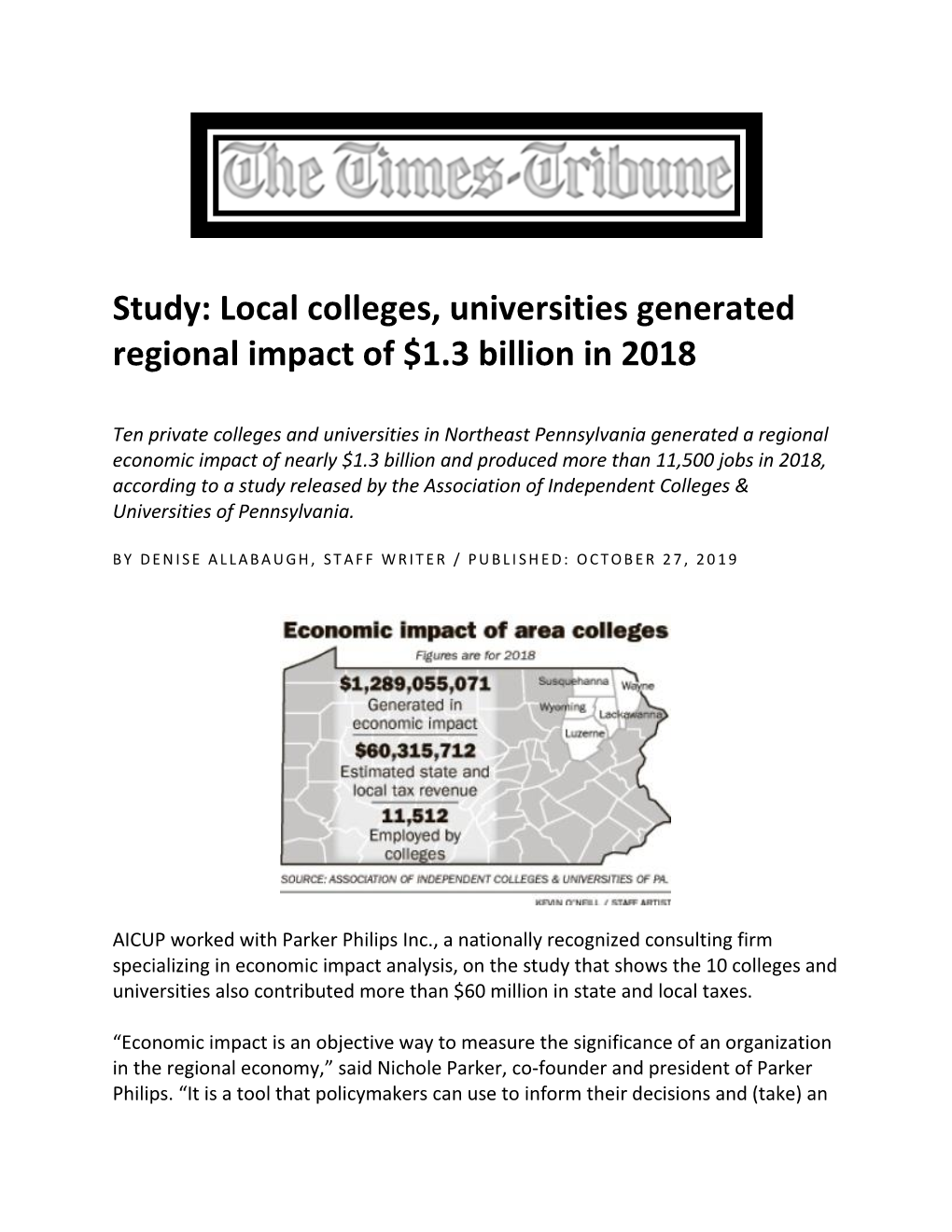 Local Colleges, Universities Generated Regional Impact of $1.3 Billion in 2018