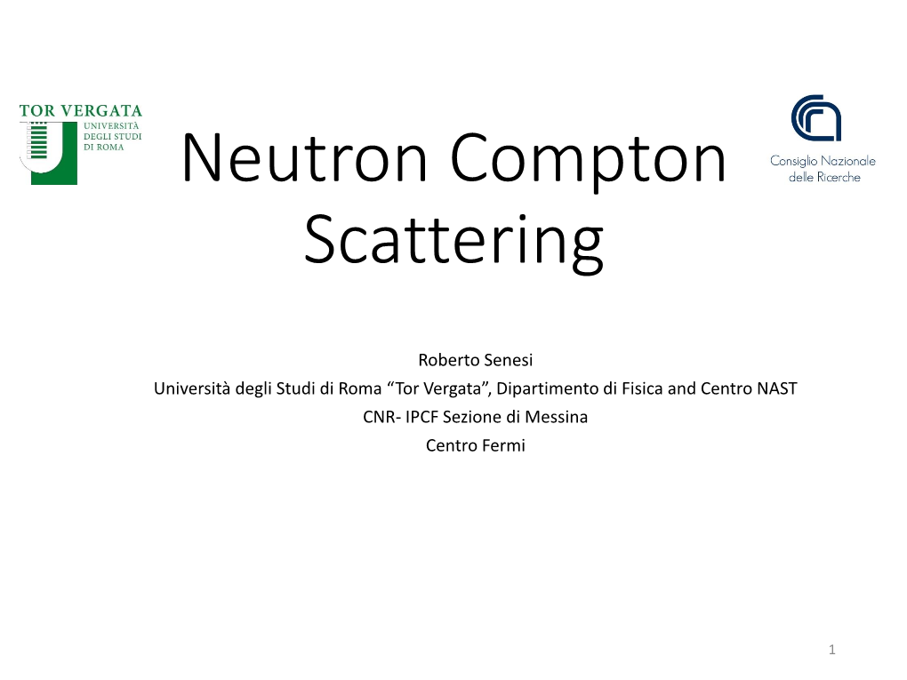 Neutron Compton Scattering