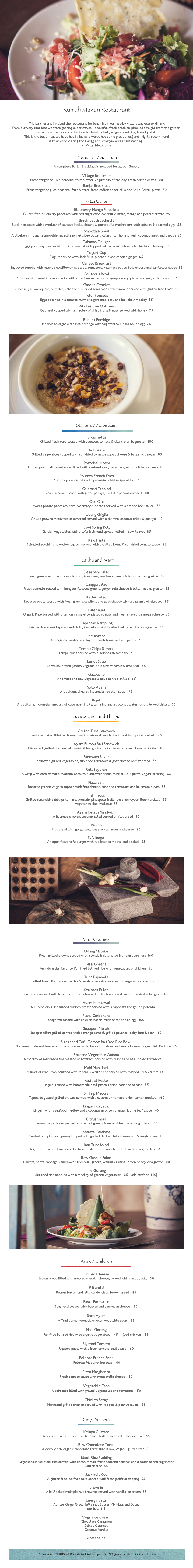 Restaurant Menu June 2016