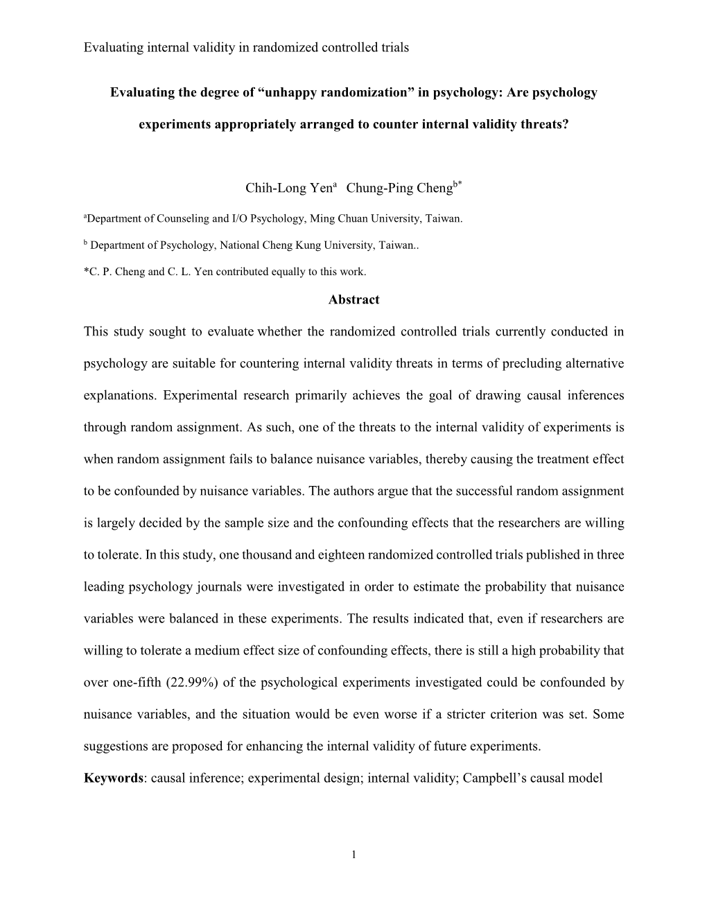 Evaluating Internal Validity in Randomized Controlled Trials