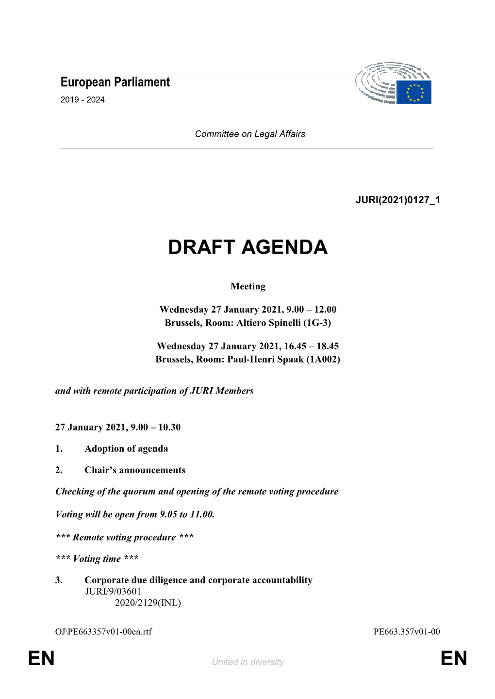 En En Draft Agenda