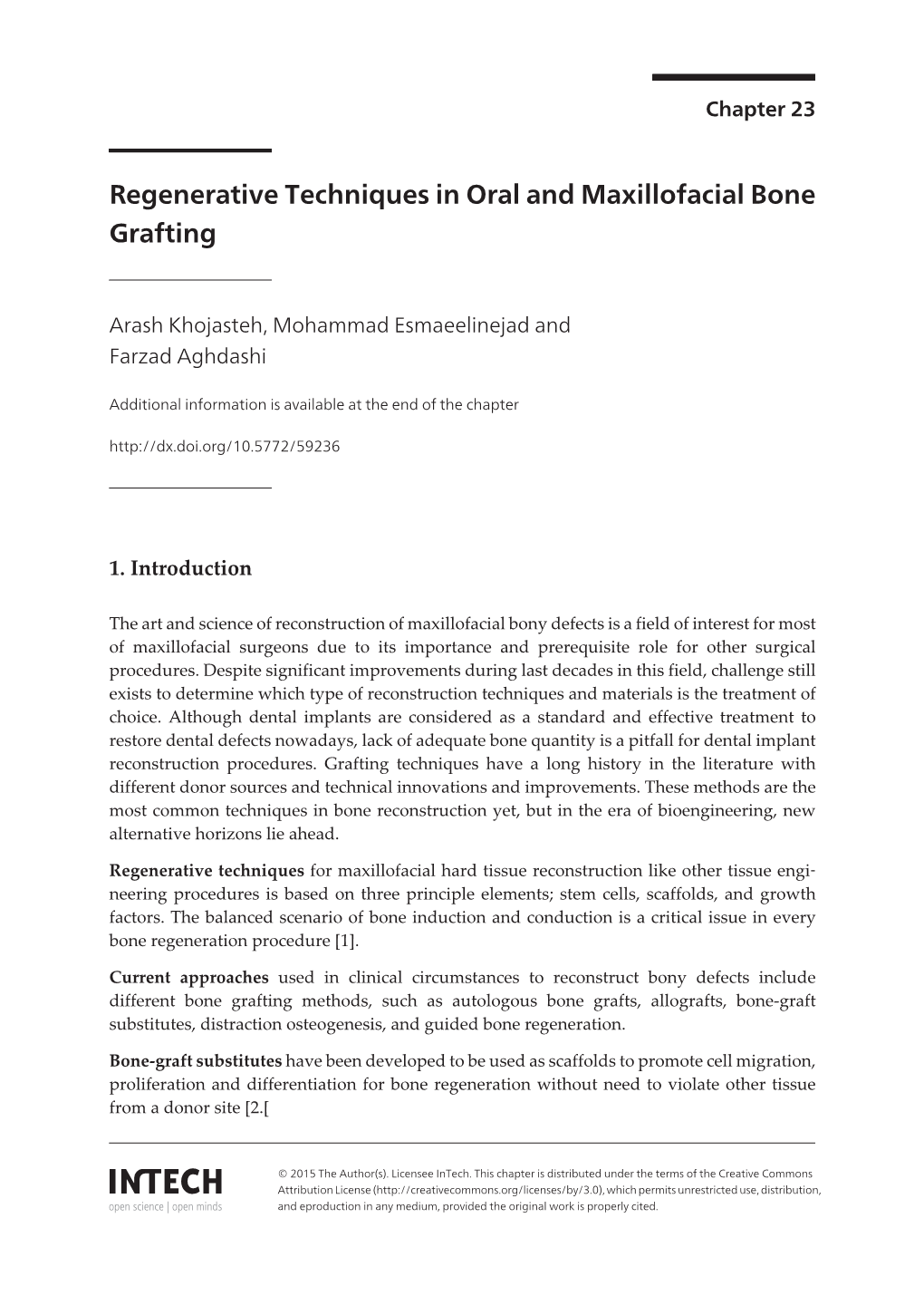 Regenerative Techniques in Oral and Maxillofacial Bone Grafting