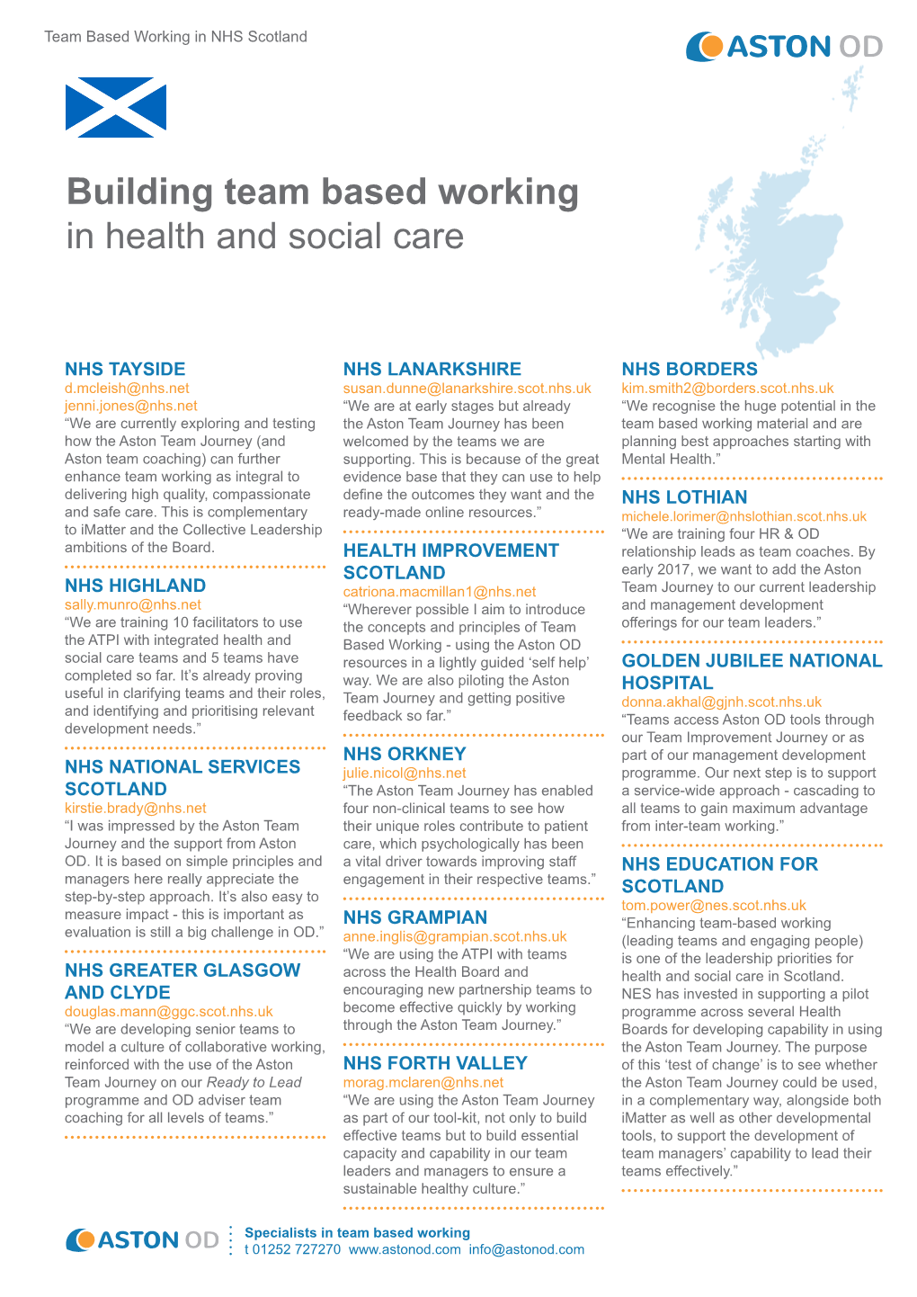 Team Based Working in NHS Scotland