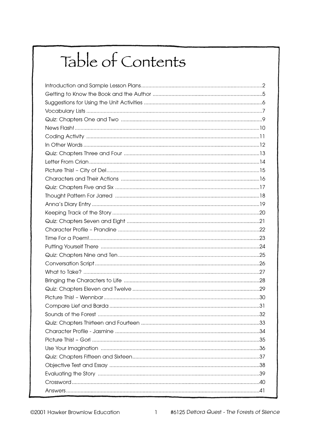 Table of Contents