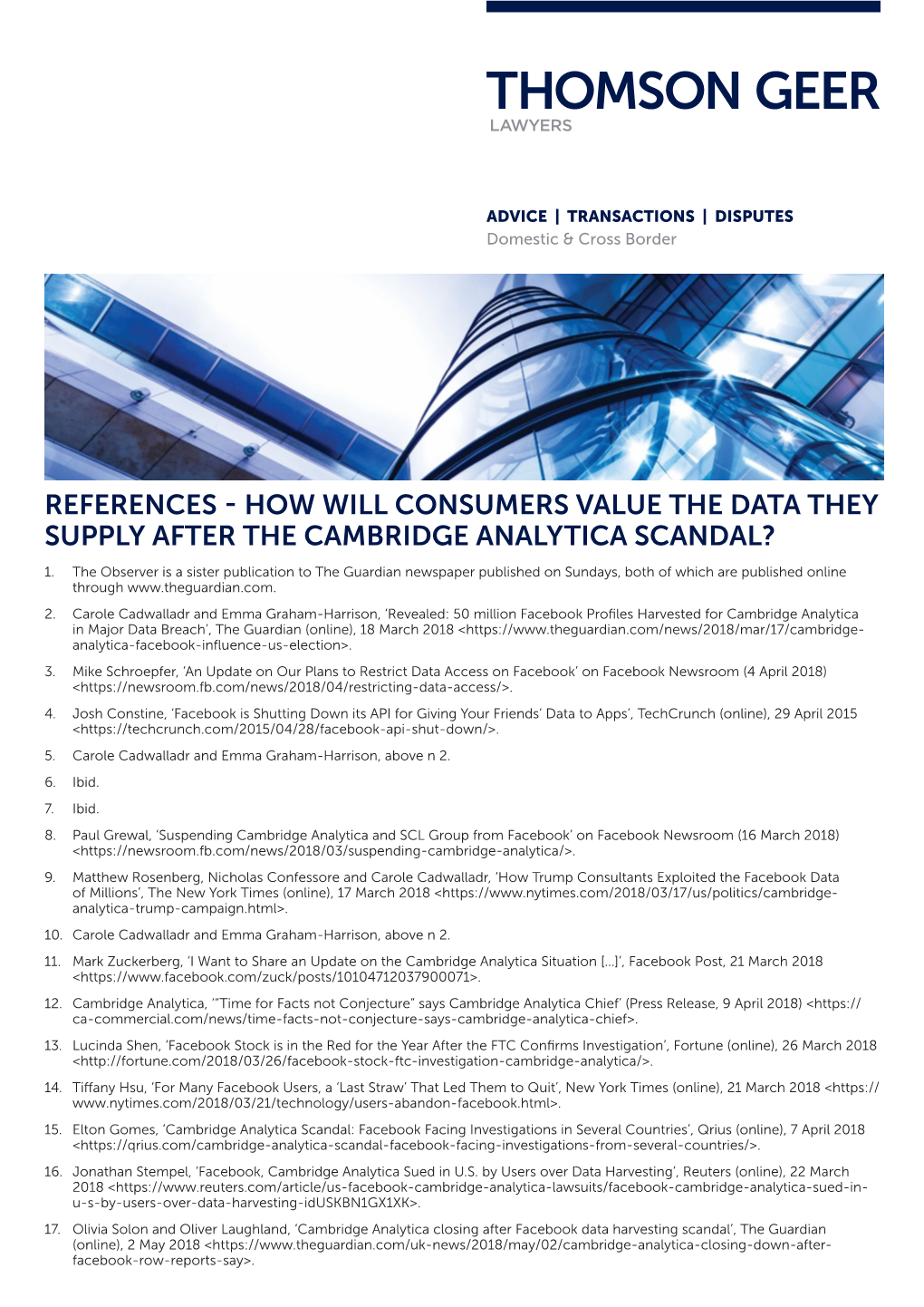 References - How Will Consumers Value the Data They Supply After the Cambridge Analytica Scandal?