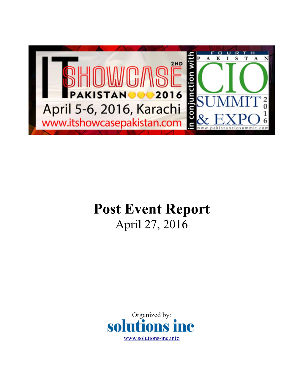 Post Event Report April 27, 2016