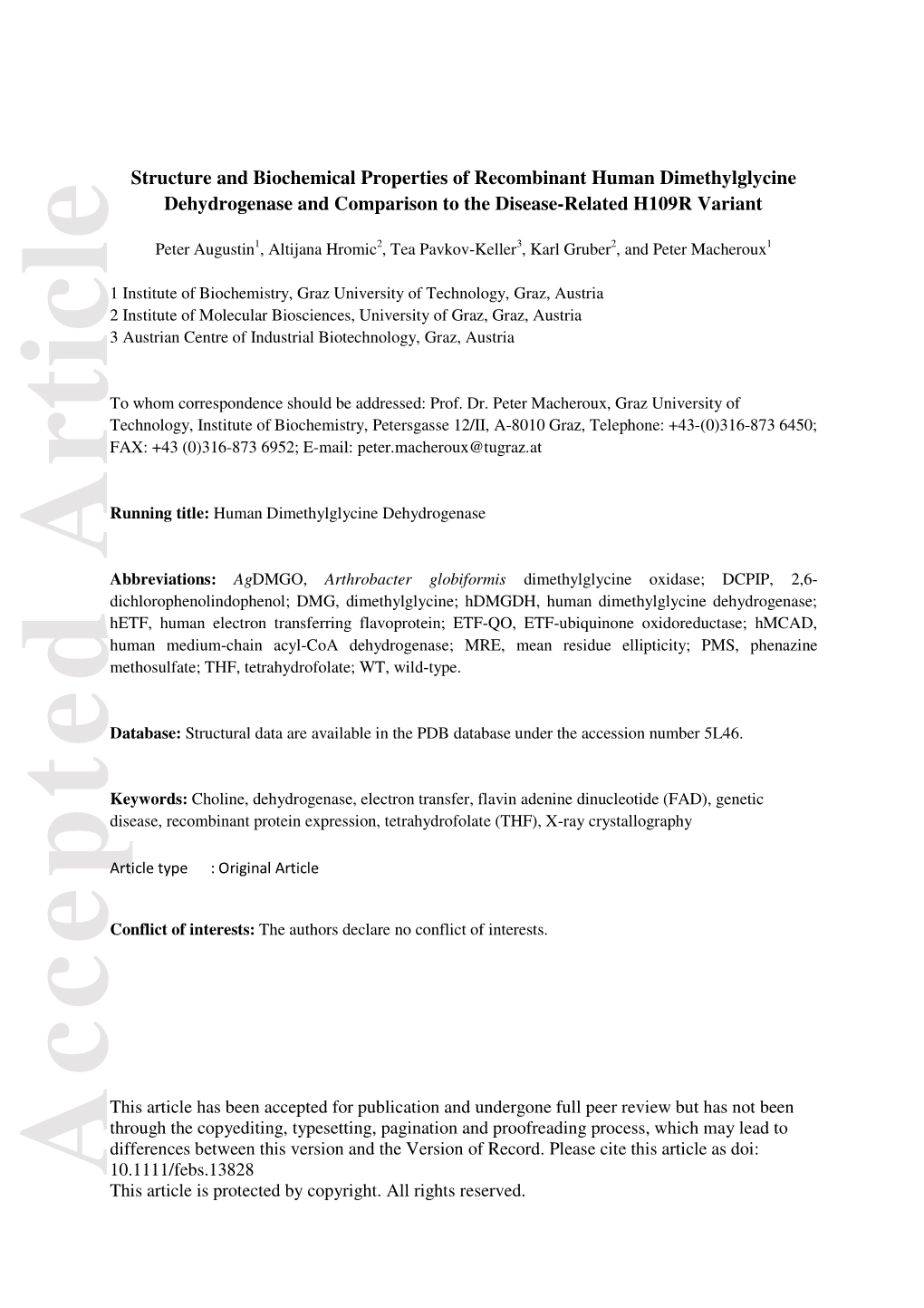 Structure and Biochemical Properties of Recombinant Human