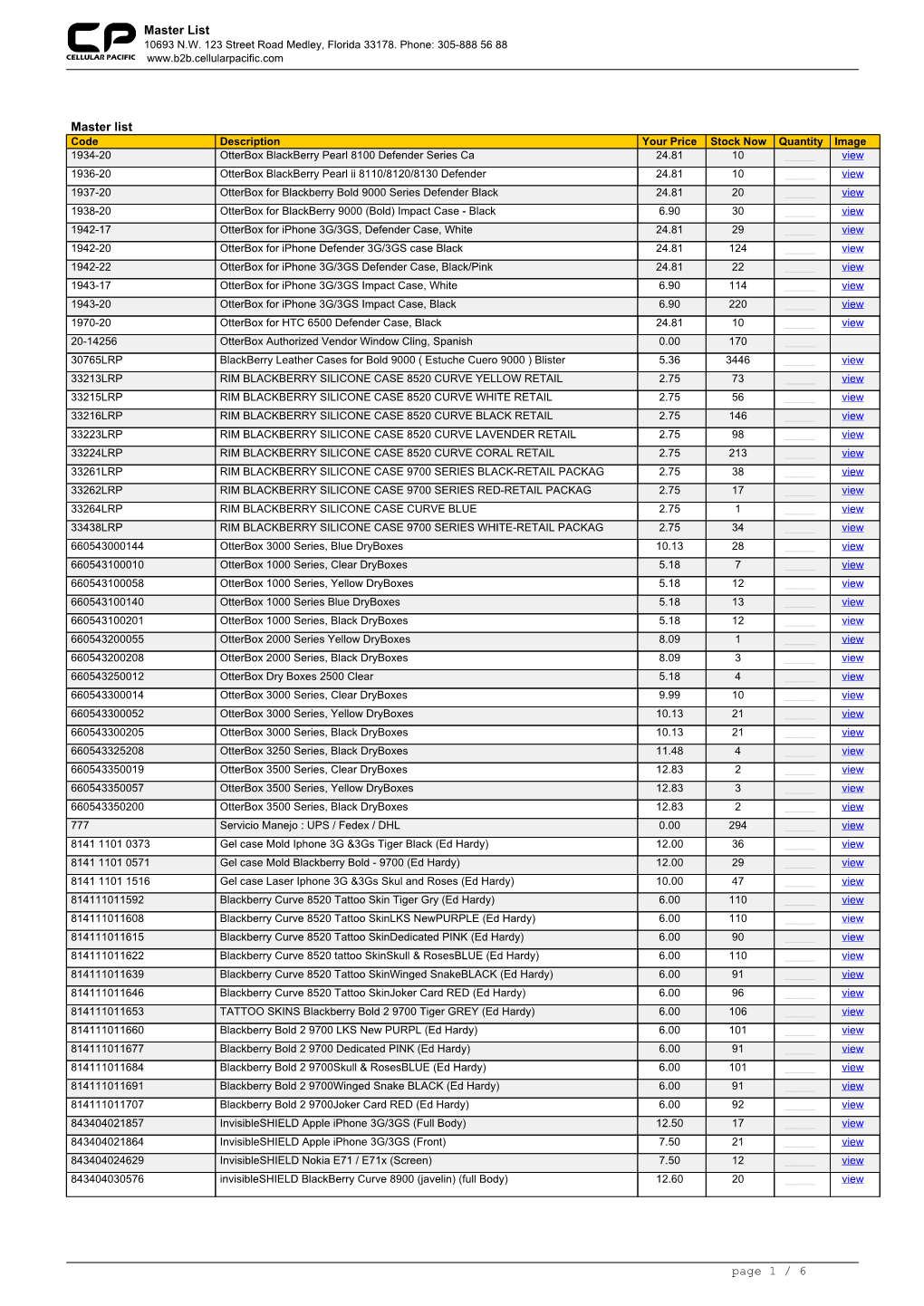 Master List 10693 N.W