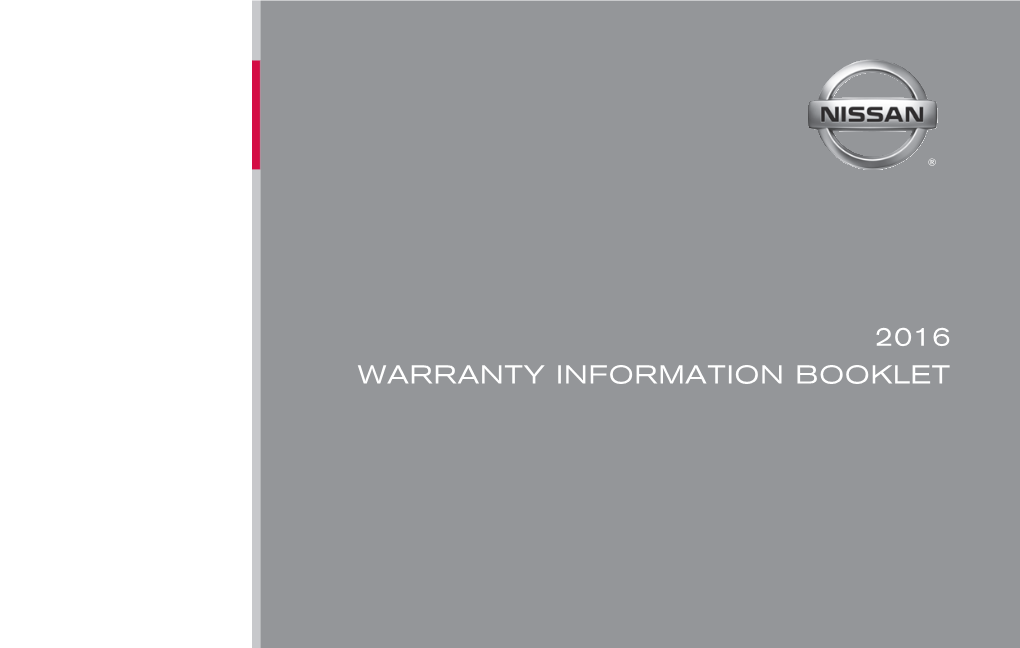 2016 Nissan | Warranty Information Booklet | Nissan