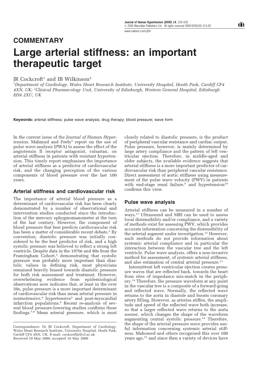 Large Arterial Stiffness: an Important Therapeutic Target