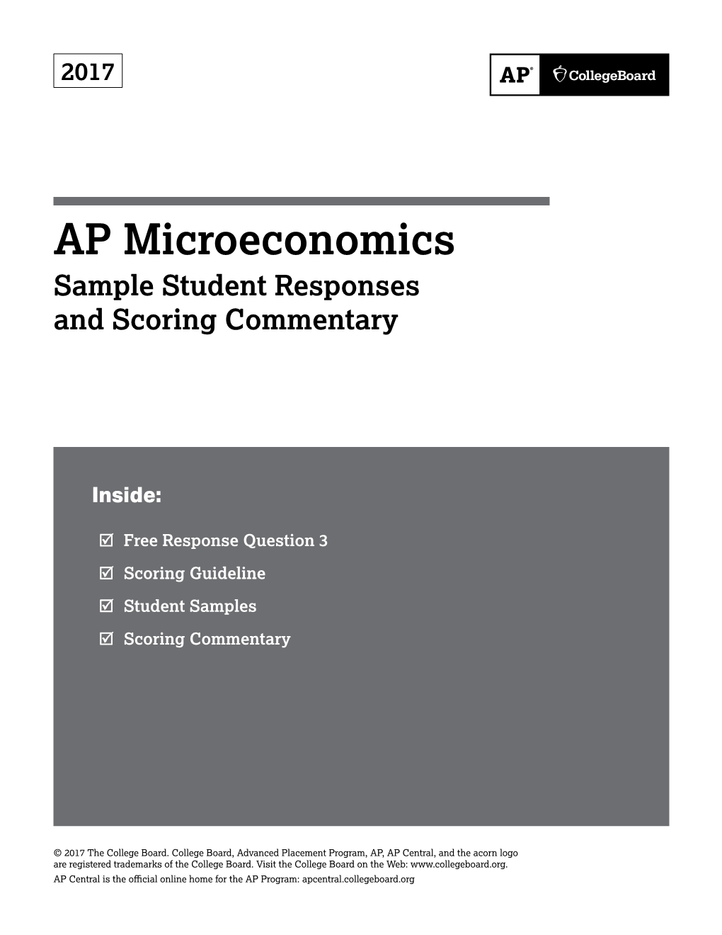 AP Microeconomics Sample Student Responses and Scoring Commentary