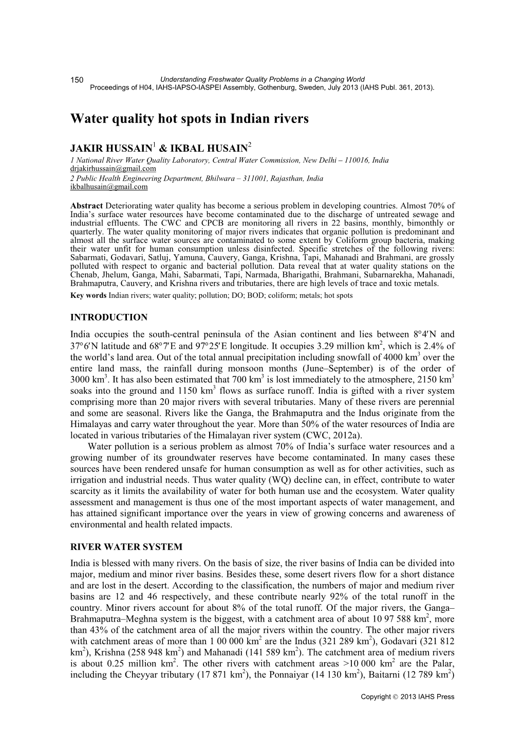 Water Quality Hot Spots in Indian Rivers