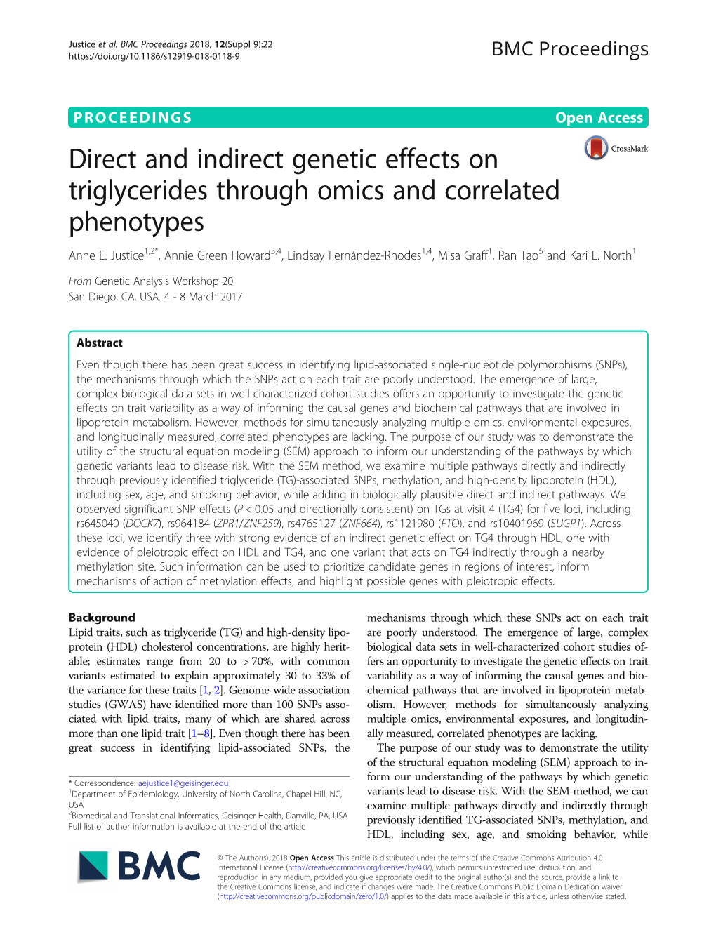 Direct and Indirect Genetic Effects on Triglycerides Through Omics and Correlated Phenotypes Anne E
