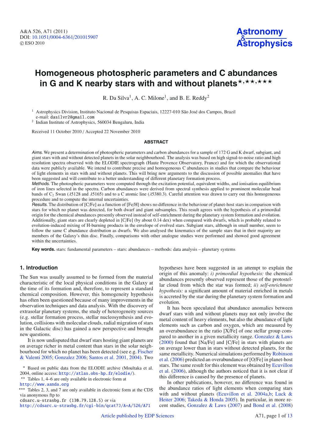 Homogeneous Photospheric Parameters and C Abundances in G and K Nearby Stars with and Without Planets�,��,�