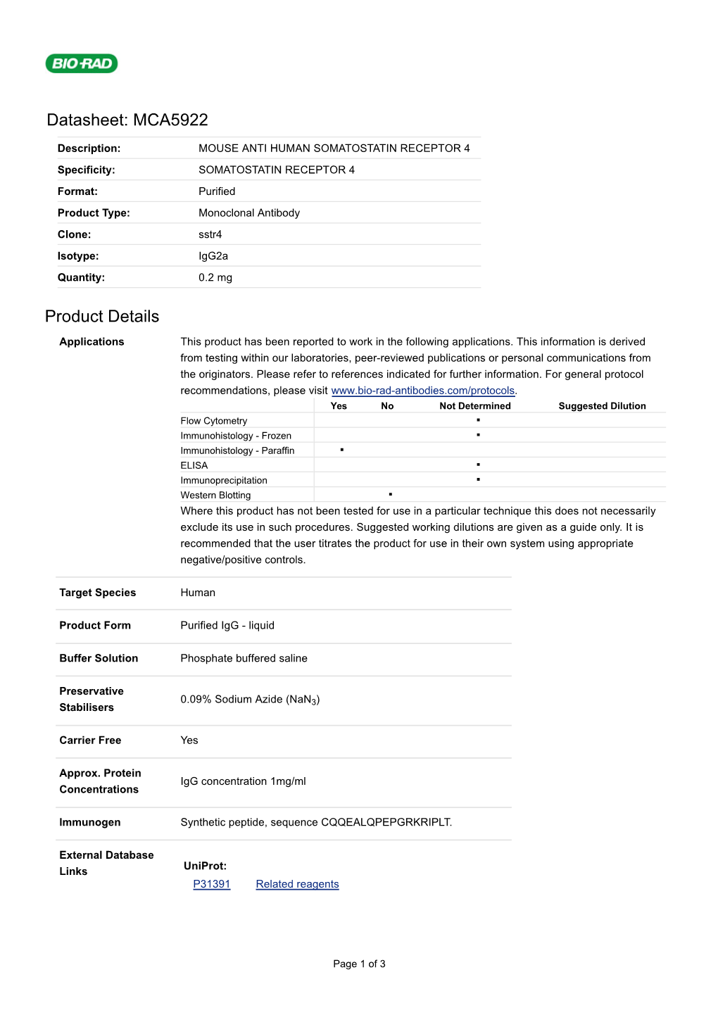 Datasheet: MCA5922 Product Details