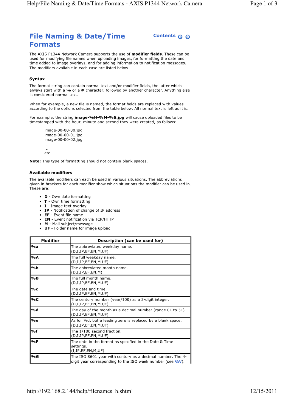 File Naming & Date/Time Formats