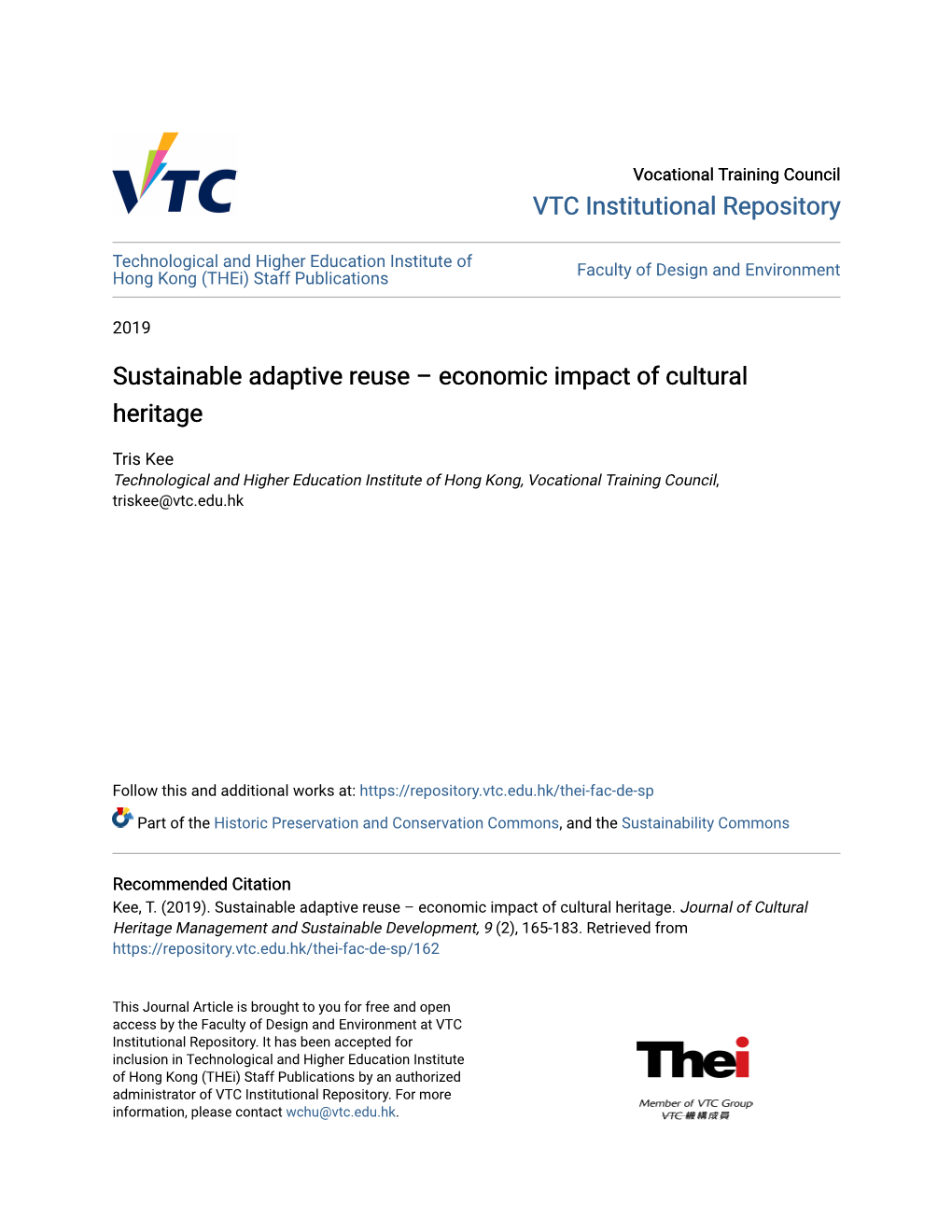 Sustainable Adaptive Reuse – Economic Impact of Cultural Heritage