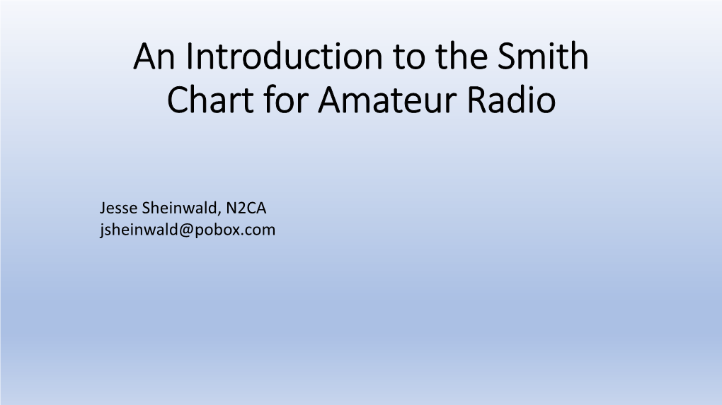 An Introduction to the Smith Chart for Amateur Radio