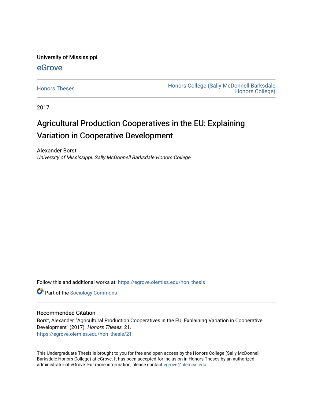 Agricultural Production Cooperatives in the EU: Explaining Variation in Cooperative Development