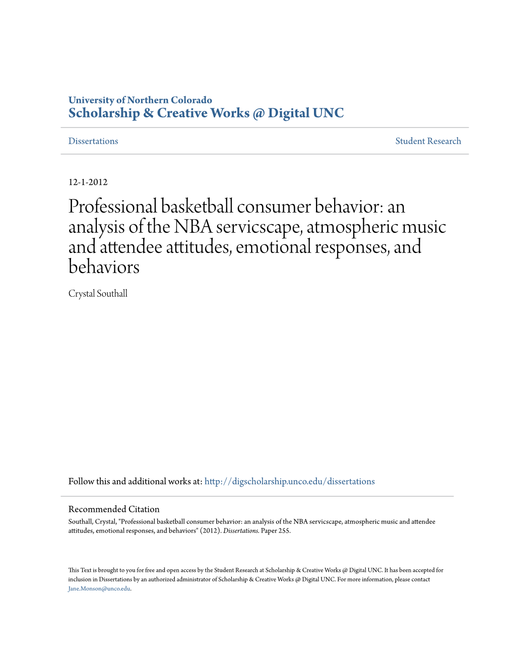Professional Basketball Consumer Behavior: an Analysis of the NBA