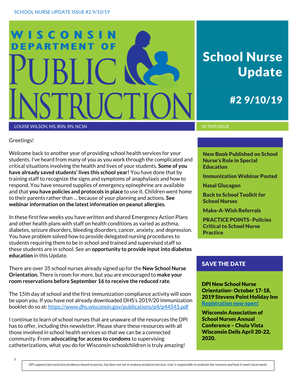 School Nurse Update Issue #2 9/10/19