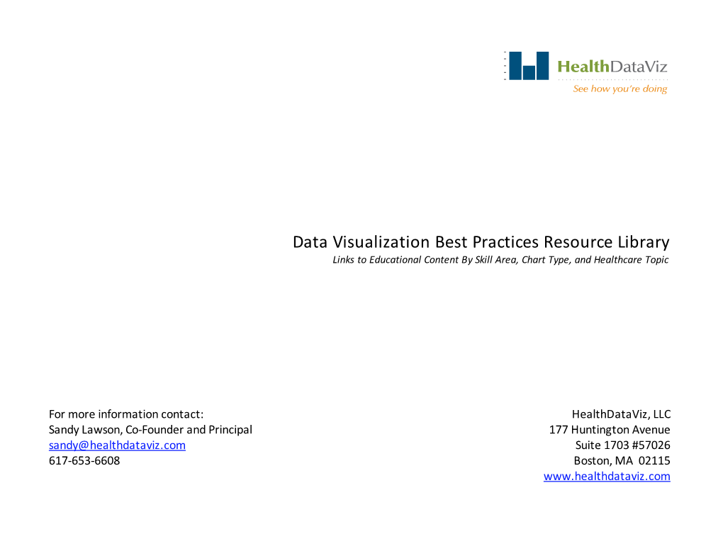 Data Visualization Best Practices Resource Library Links to Educational Content by Skill Area, Chart Type, and Healthcare Topic