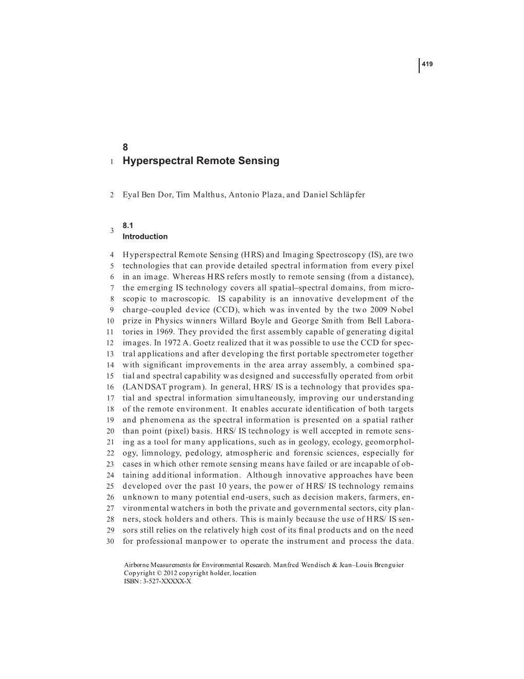 Hyperspectral Remote Sensing