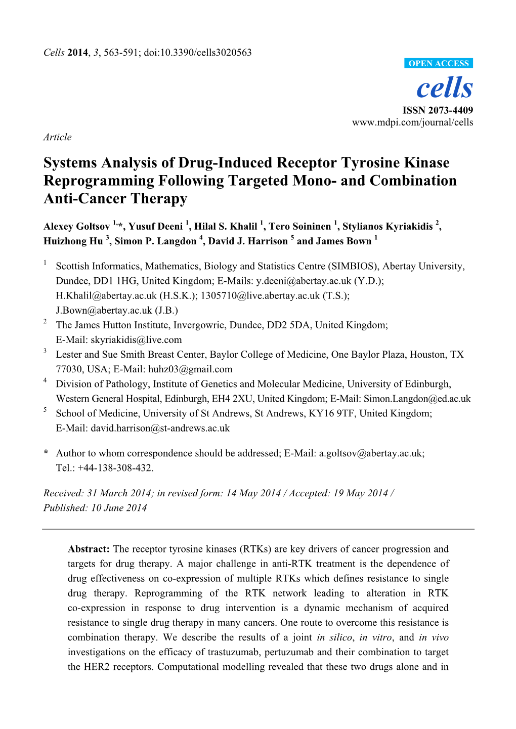 Systems Analysis of Drug-Induced Receptor Tyrosine Kinase Reprogramming Following Targeted Mono- and Combination Anti-Cancer Therapy