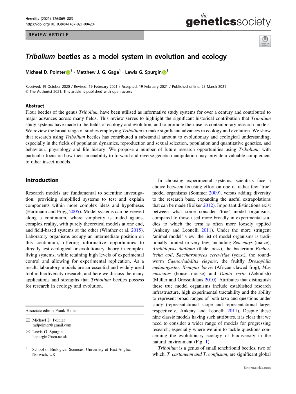 Tribolium Beetles As a Model System in Evolution and Ecology