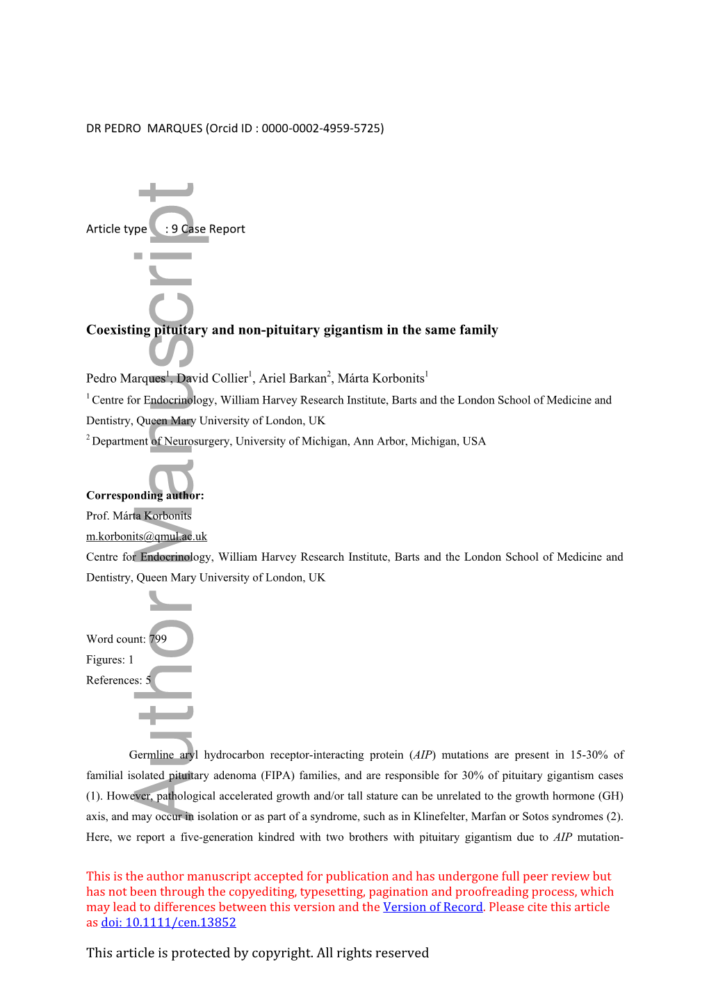 Pituitary Gigantism in the Same Family