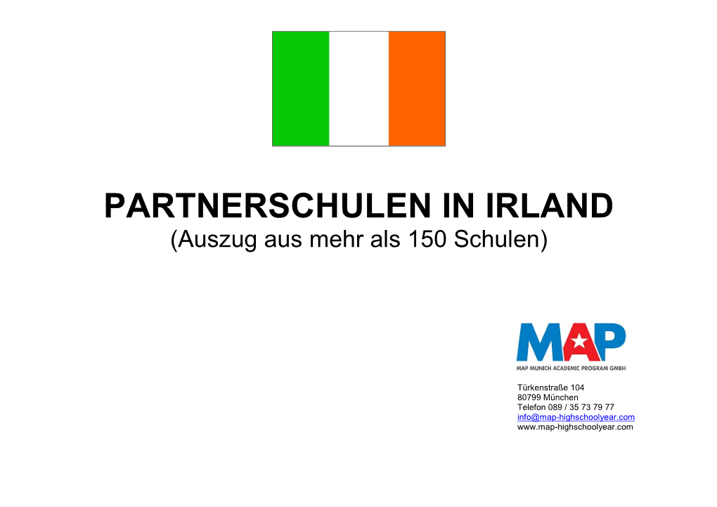 PARTNERSCHULEN in IRLAND (Auszug Aus Mehr Als 150 Schulen)