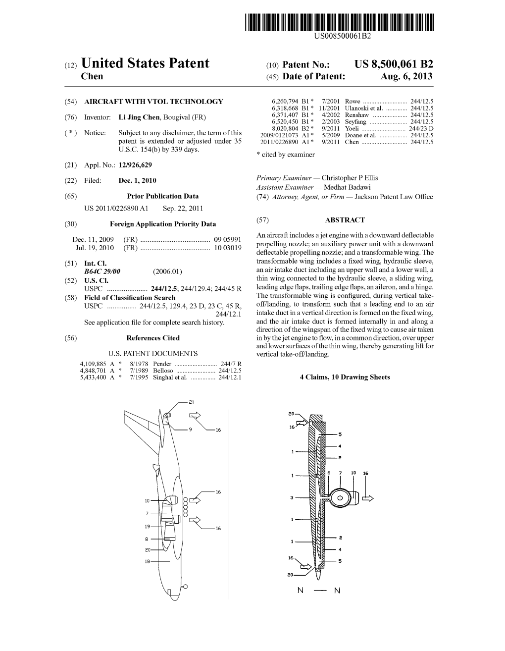 (12) United States Patent (10) Patent N0.2 US 8,500,061 B2 Chen (45) Date of Patent: Aug